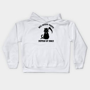 Black Cat Grim Reaper Will Accept Treats Instead of Souls Kids Hoodie